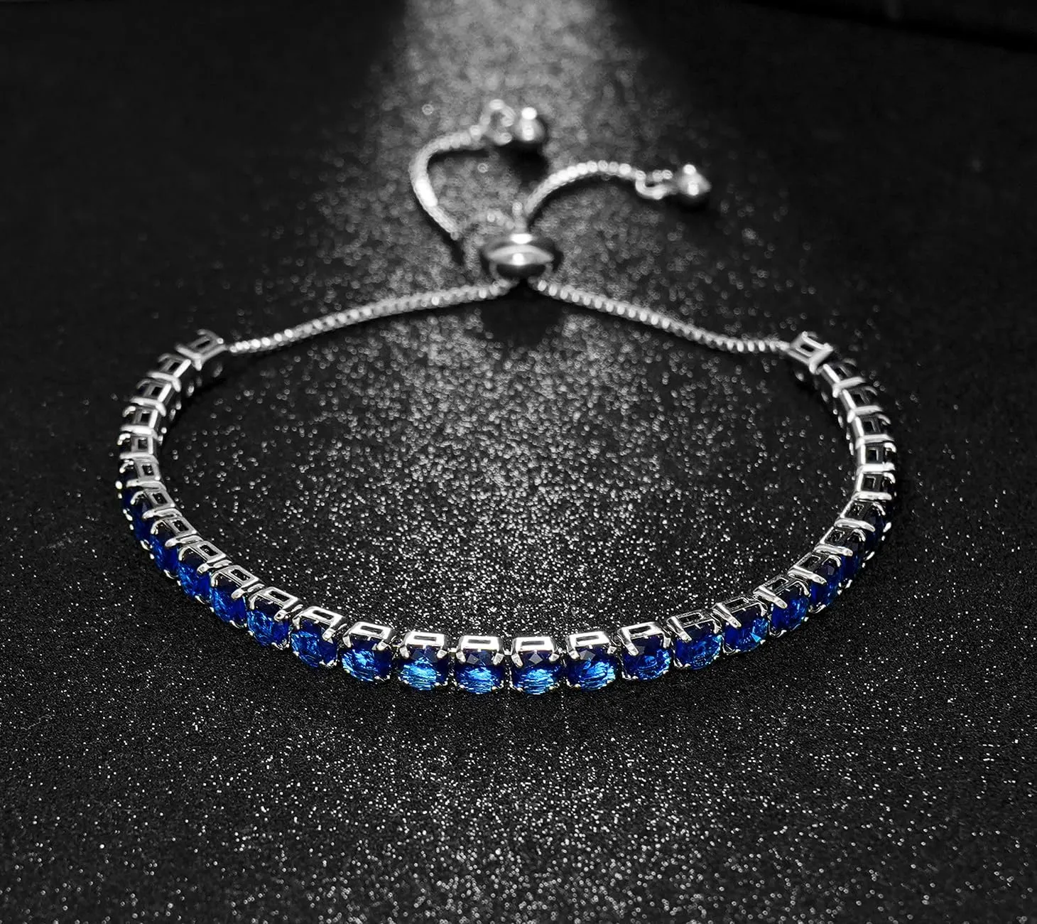 2 Pieces Tennis Bracelets for Women Cubic Zirconia Bracelet Rhinestone Adjustable Slider Bracelets