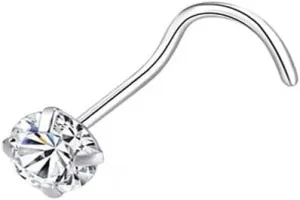 20G Rhinestone Nose Studs for Women Men Tiny Simple Hypoallergenic Clear CZ S925 Sterling Silver Nose Screw Ring Corkscrew Classic Minimalist Thin Labret Lip Nostril Piercing Body Jewelry