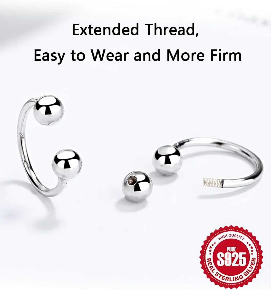 20G S925 Silver Horseshoe Septum Rings Minimalist Daith Helix Cartilage Earrings Piercings 14k Whitegold Plated Tragus Eyebrow Nose Lip Hoop Jewelry Gift for Her/Him, 6/8/10mm