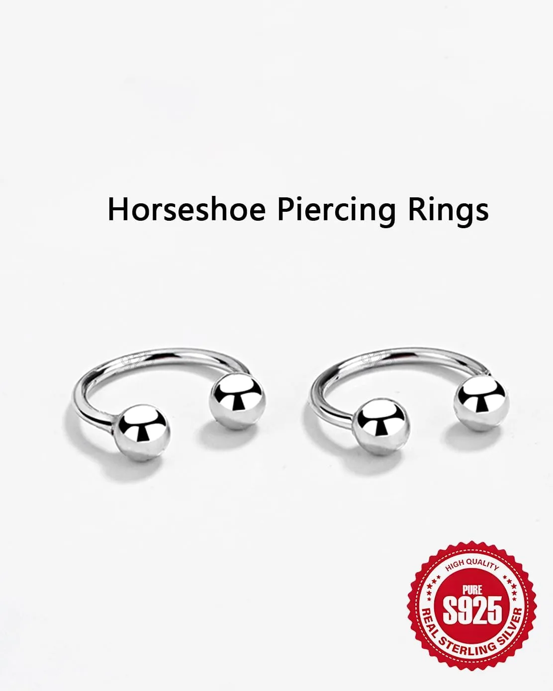 20G S925 Silver Horseshoe Septum Rings Minimalist Daith Helix Cartilage Earrings Piercings 14k Whitegold Plated Tragus Eyebrow Nose Lip Hoop Jewelry Gift for Her/Him, 6/8/10mm