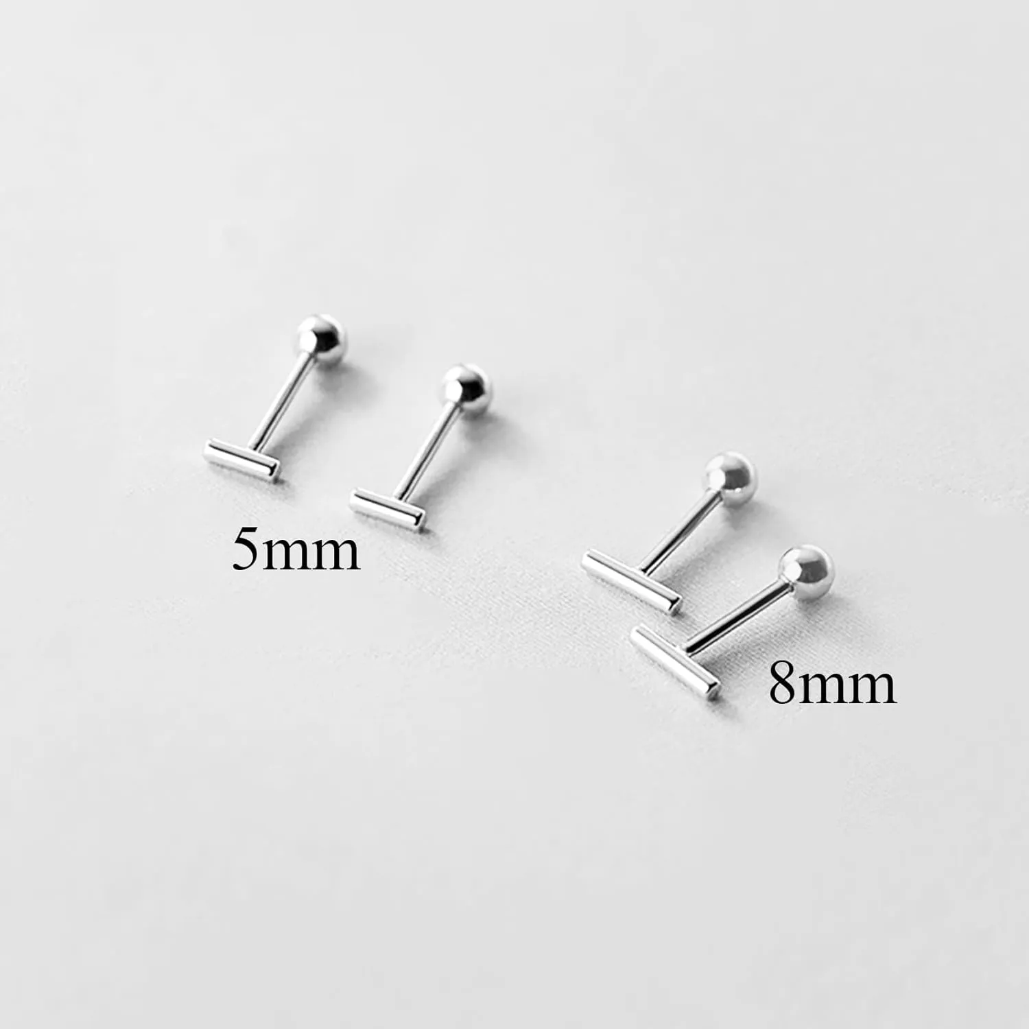20G Tiny Bar Stud Earrings for Women Silver Plated Hypoallergenic Cute Mini Small Screw Back Studs Cartilage Tragus Post Dainty Minimalist Wedding Birthday Party Jewelry Gifts