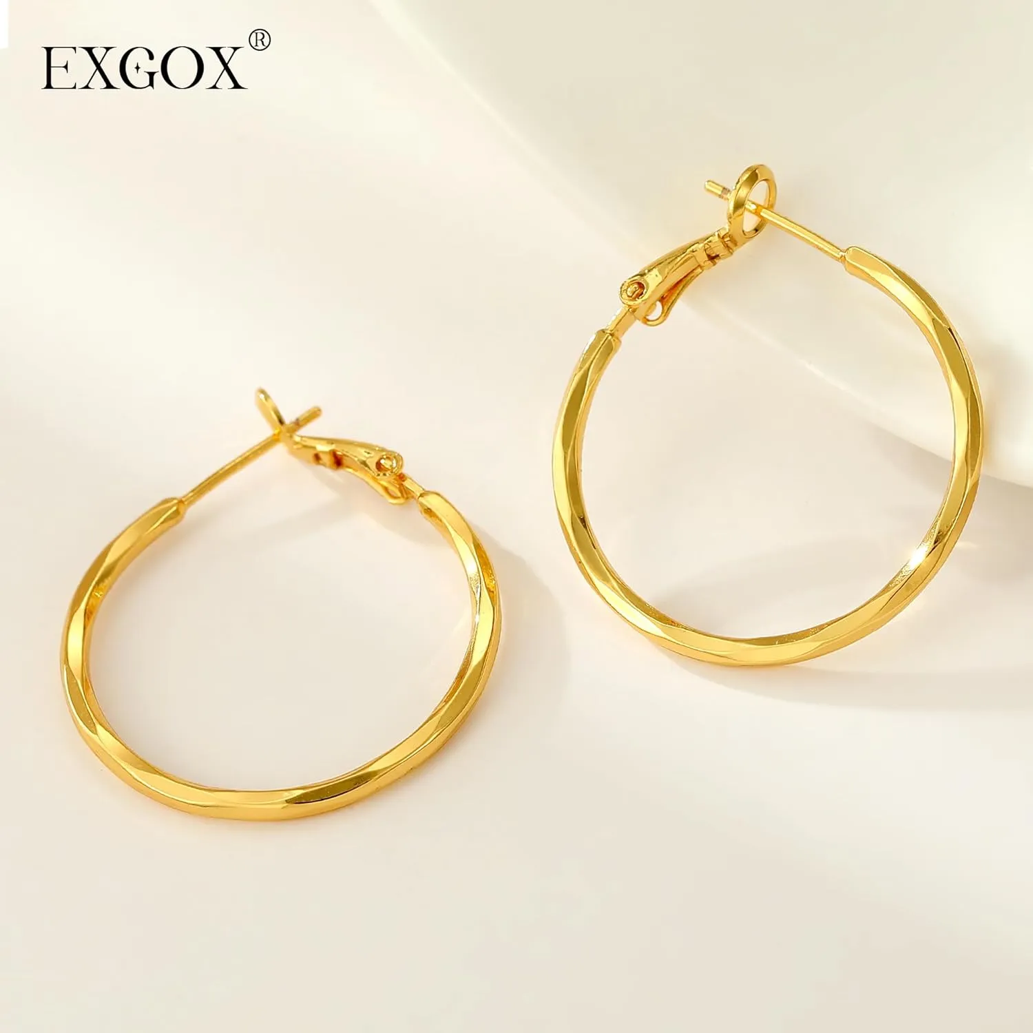 2MM Thin Gold Hoop Earrings Sterling Silver Post Hoop Earrings For Women Diamond-Cut Gold Hoops Earrings 14K Gold Plated Hoops Earrings Lightweight Hypoallergenic Oversize Gold Earrings For Women