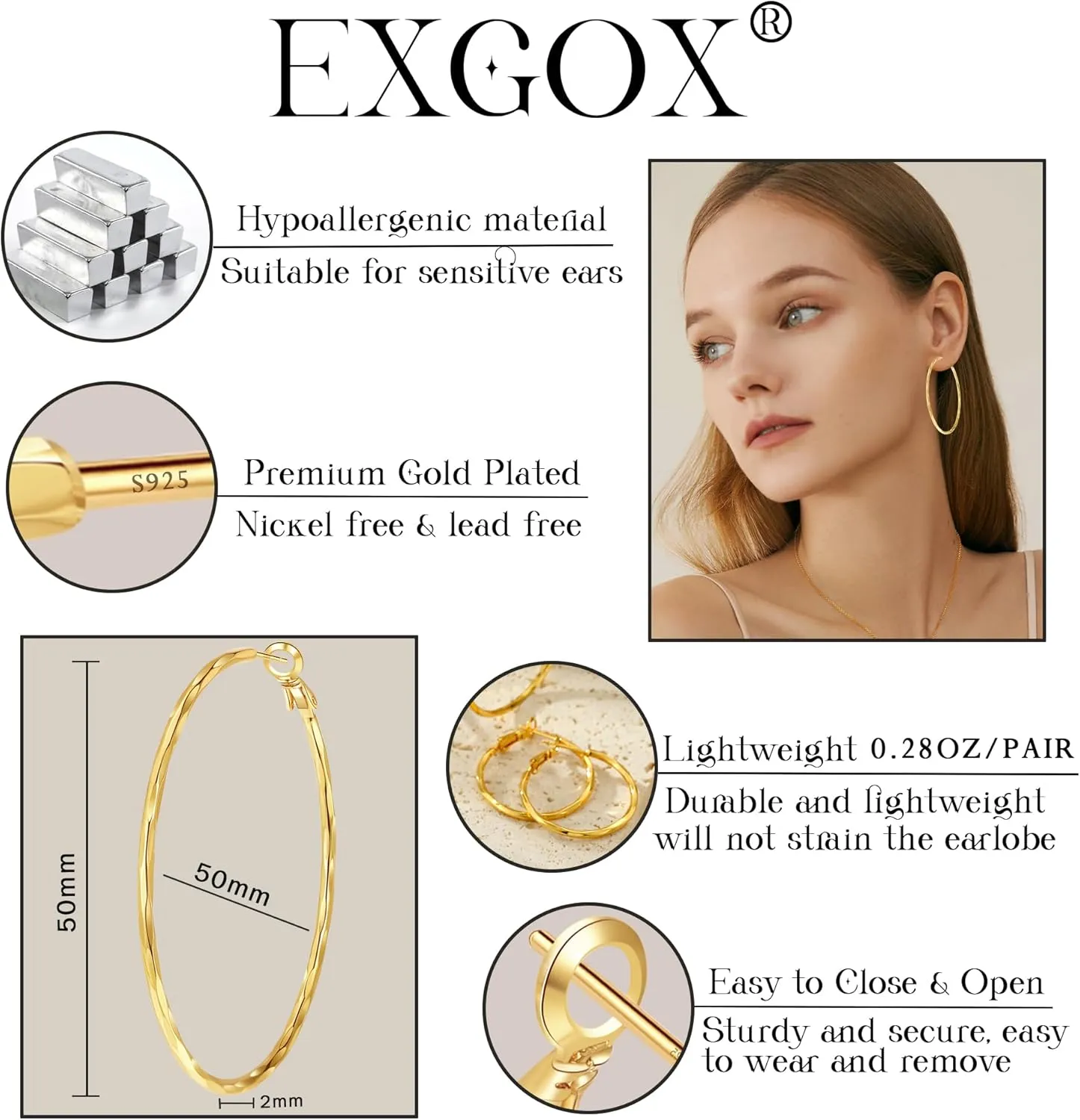 2MM Thin Gold Hoop Earrings Sterling Silver Post Hoop Earrings For Women Diamond-Cut Gold Hoops Earrings 14K Gold Plated Hoops Earrings Lightweight Hypoallergenic Oversize Gold Earrings For Women