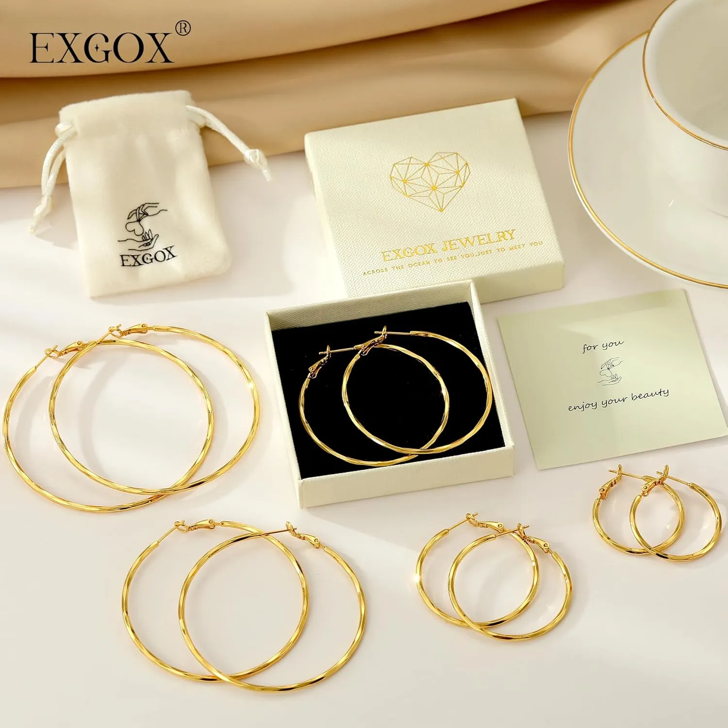 2MM Thin Gold Hoop Earrings Sterling Silver Post Hoop Earrings For Women Diamond-Cut Gold Hoops Earrings 14K Gold Plated Hoops Earrings Lightweight Hypoallergenic Oversize Gold Earrings For Women