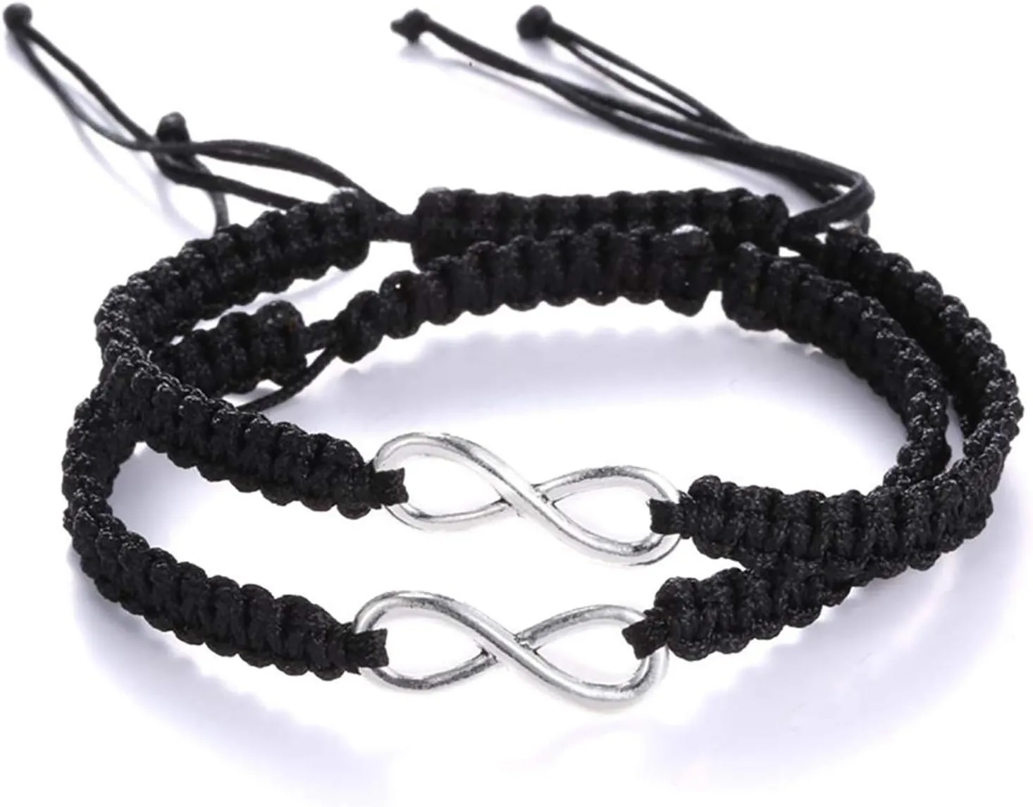 2Pcs Infinity Distance Couple Braided Handcrafted His and Hers Bracelet Adjustable Lovers Bracelet Forever Friend