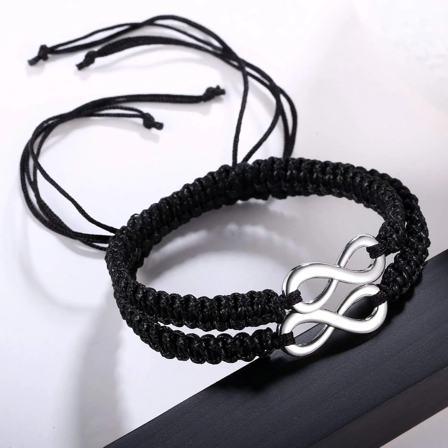 2Pcs Infinity Distance Couple Braided Handcrafted His and Hers Bracelet Adjustable Lovers Bracelet Forever Friend