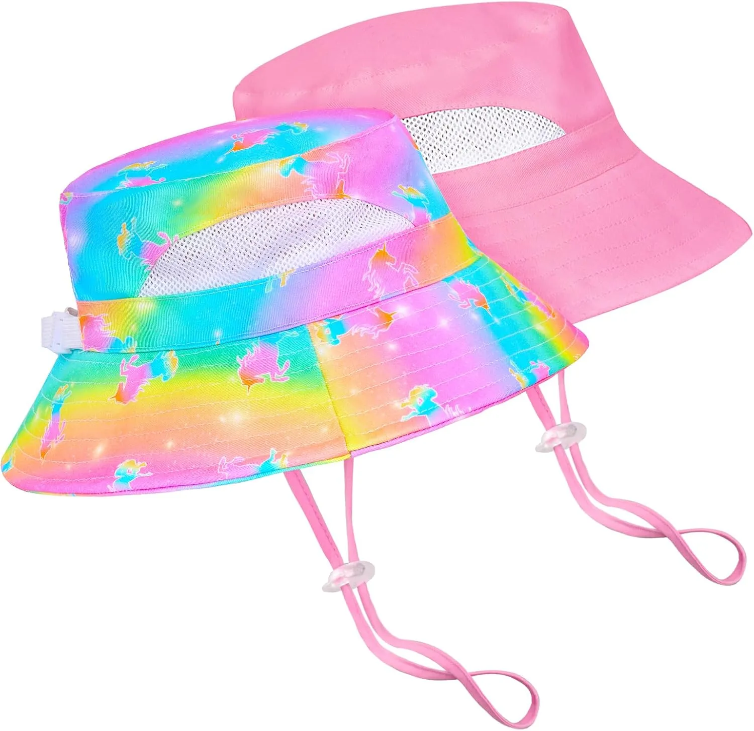 2pcs Kids Sun Hat for Girls Toddler Kids Bucket UV Protection Wide Brim Unicorn Beach Fishing Hat for Girls