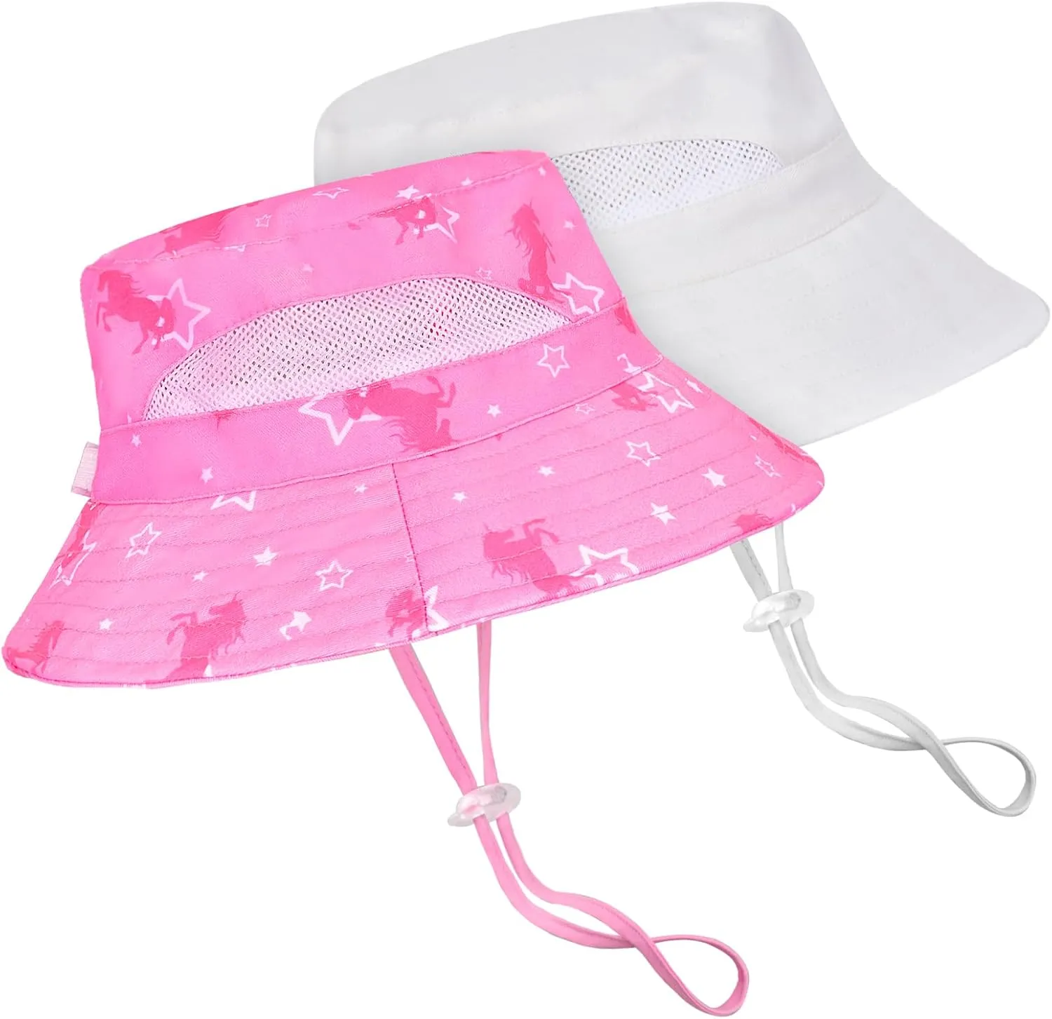 2pcs Kids Sun Hat for Girls Toddler Kids Bucket UV Protection Wide Brim Unicorn Beach Fishing Hat for Girls