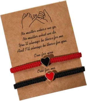 2Pcs Love Heart Matching Bracelets Handmade Thread String Protection Long Distance Couple Bracelets Friendships Relationship Jewelry
