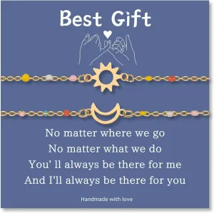 2Pcs Matching Sun and Moon Bracelets for Couples Best Friends Matching Bracelets for Female Friends Birthday Gifts Relationship Bracelets for Girlfriend Wife Lovers Gifts
