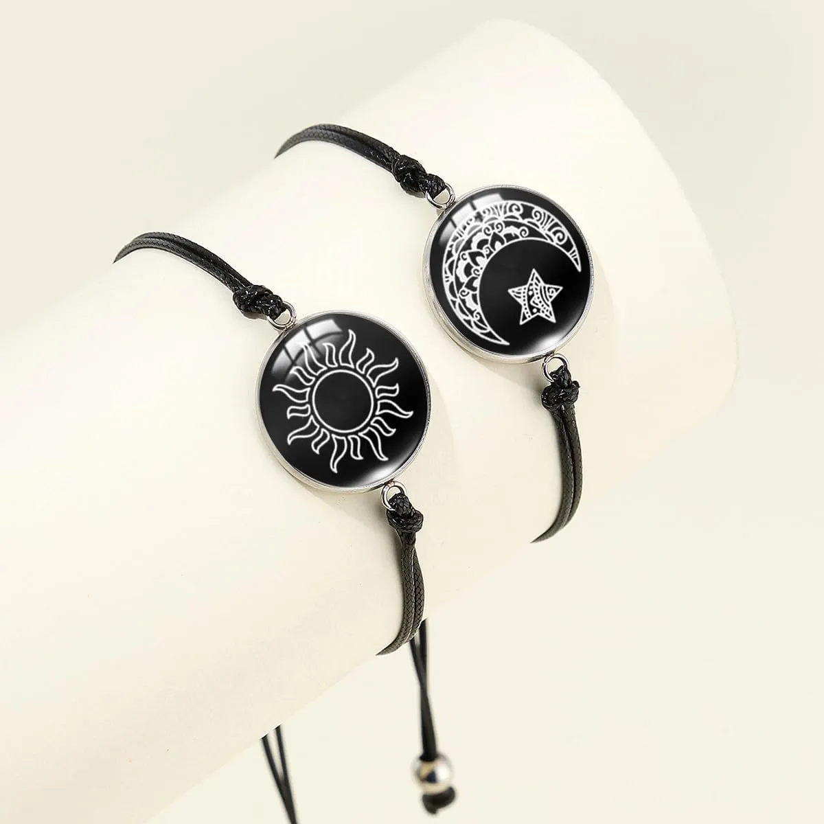 2pcs Sun and Stars Moon Bracelets Friendship Bracelets Set for Best Friends Bracelet for Lovers Partners