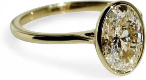 3 CT Oval Shape Moissanite Engagement Ring 18K Yellow Gold Single Stone Bezel Setting Promise Ring Women Minimalist Solitaire Anniversary Jewelry Wedding Gift For Bridal