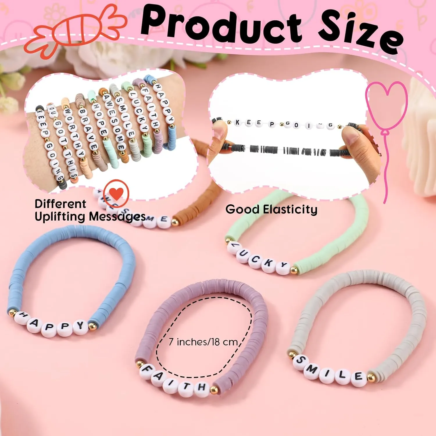 30 Pcs Motivational Bracelets Bulk Inspirational Friendship Bracelets Affirmation Gifts for Graduation Mental Health