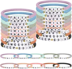 30 Pcs Motivational Bracelets Bulk Inspirational Friendship Bracelets Affirmation Gifts for Graduation Mental Health