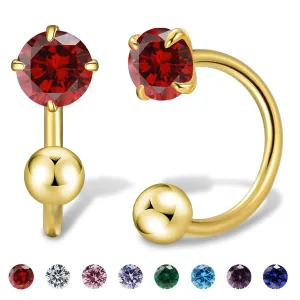 3mm Small Huggie Half Hoop Earrings for Women Men Girls Hypoallergenic Minimalist Tiny Cartilage Stud Earrings with Ball Screw Back Dainty Colored CZ Earrings Jewelry Gift(Red,Gold)