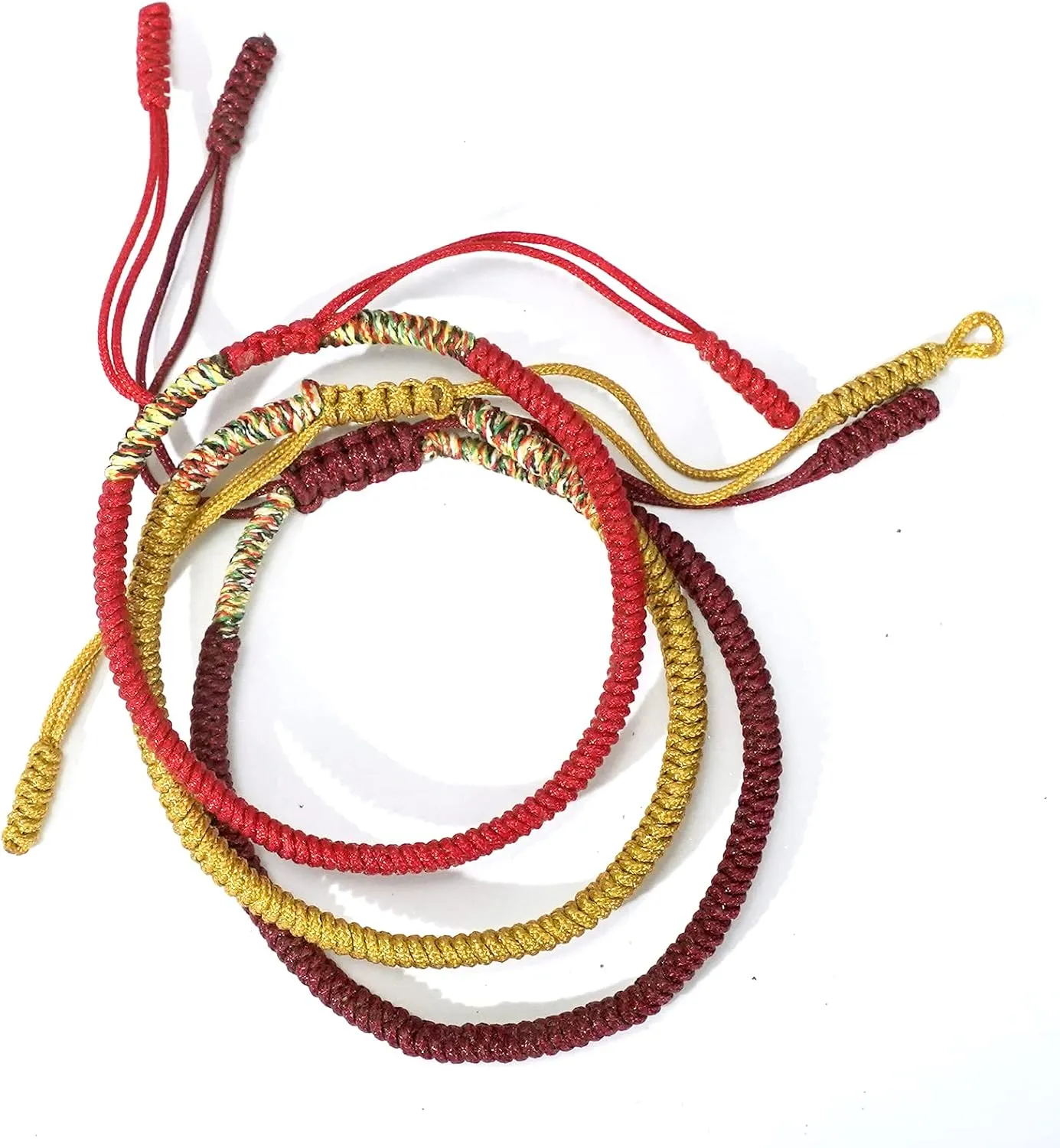 3PCS Handmade Tibetan Buddhist Lucky Bracelet Red Rope Bracelet Red Color Bracelets Matching Bracelets