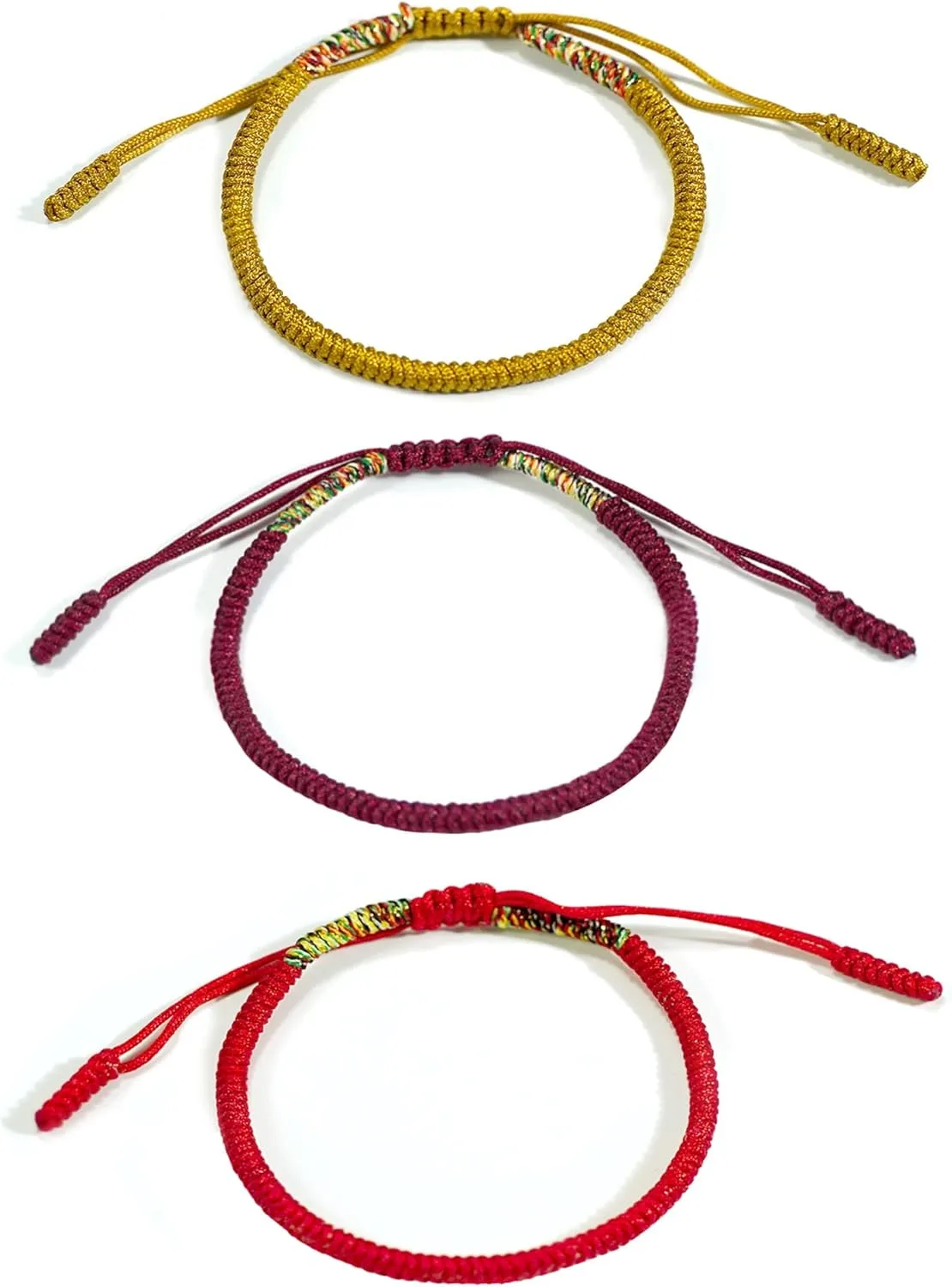 3PCS Handmade Tibetan Buddhist Lucky Bracelet Red Rope Bracelet Red Color Bracelets Matching Bracelets
