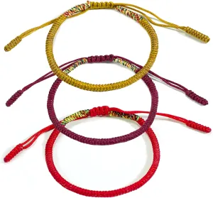 3PCS Handmade Tibetan Buddhist Lucky Bracelet Red Rope Bracelet Red Color Bracelets Matching Bracelets