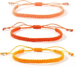 3Pcs Multicolor Handmade Friendship Braided Charm Bracelets Anklets Colorful Ajdjustable Woven Rope String Bracelets for Women Men Couple Summer Beach Surfer Boho Holiday Jewelry Gifts