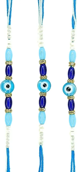 5 Pc Evil Eye Rakhi for Brother Bhaiya Bhabhi Traditional Handmade Quality Assorted Designer Rakhi Thread Rakhdi Bracelets Rakshabandhan Gift