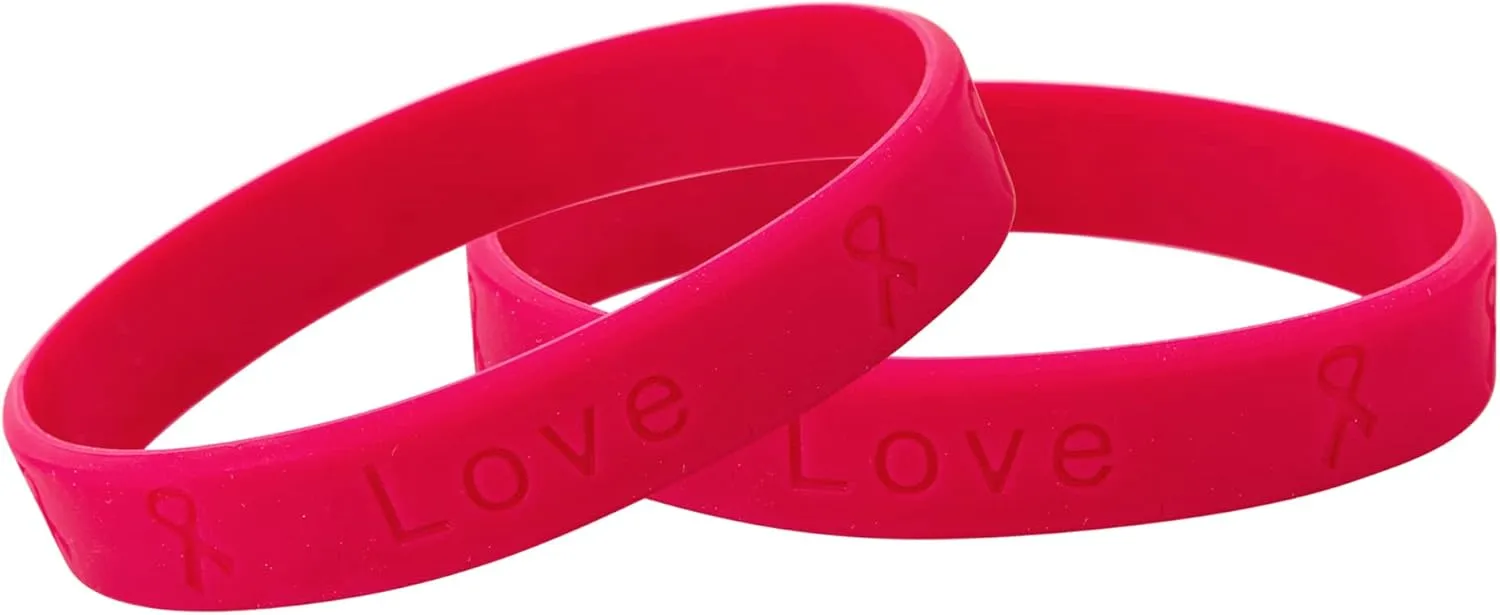 50 Pack Burgundy Awareness Bracelets  Burgundy Ribbon Cancer Awareness Silicone Bracelets for Adults