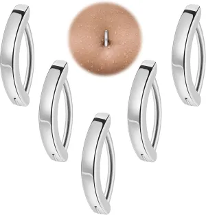 5Pcs 14G Surgical Steel Clicker Belly Button Rings for Women Belly Rings Reverse Curved Navel Rings for Men Barbell Body Piercing Jewelry Set