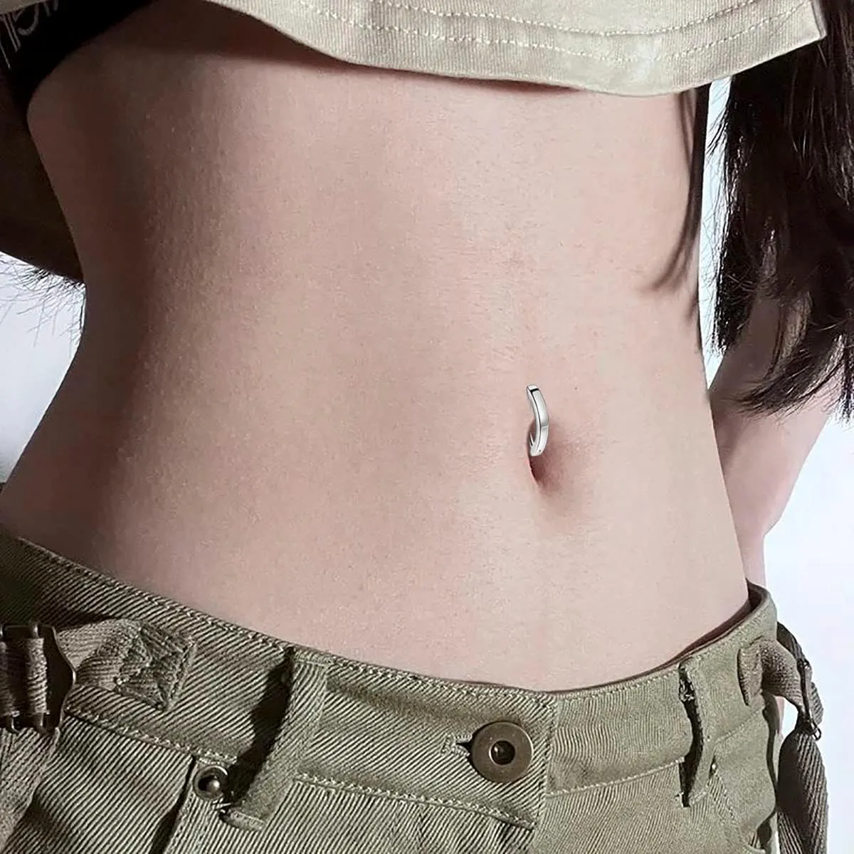 5Pcs 14G Surgical Steel Clicker Belly Button Rings for Women Belly Rings Reverse Curved Navel Rings for Men Barbell Body Piercing Jewelry Set
