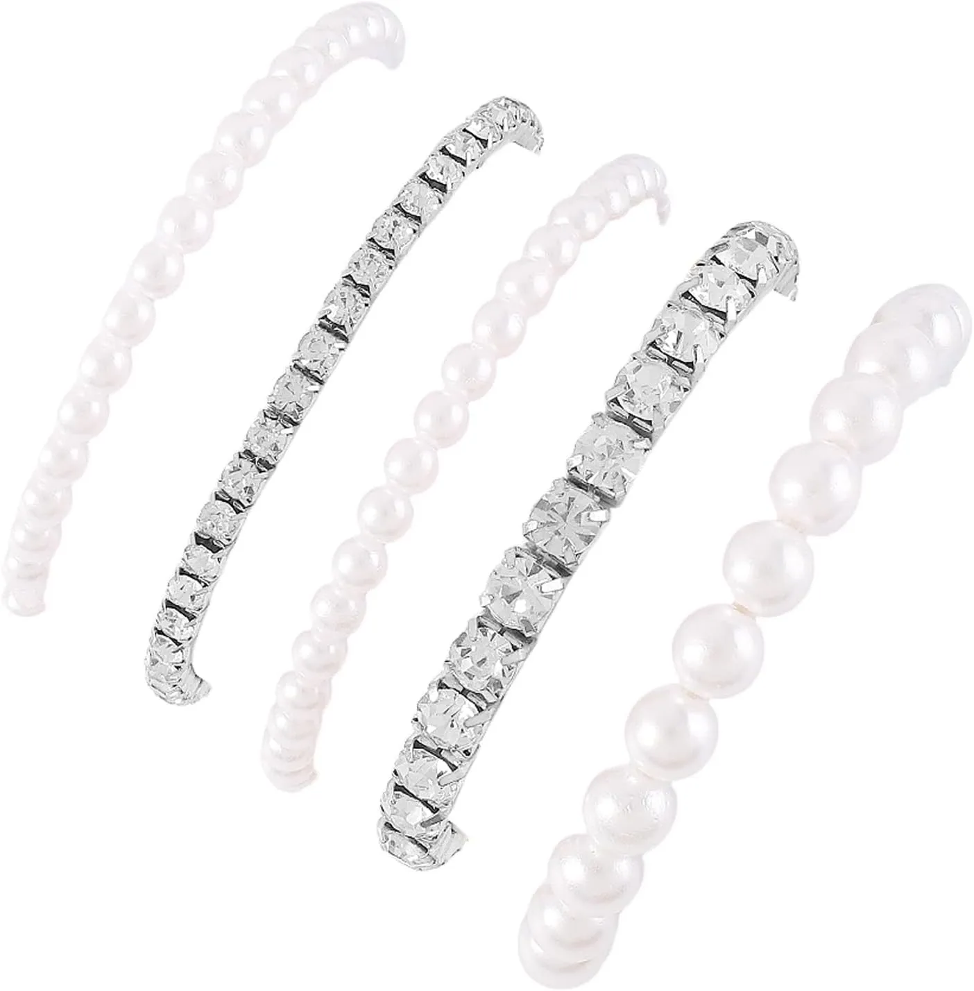 5Pcs Imitation Pearl Beads Stackable Layered Stretch Bracelets Vintage Resin Star Heart Butterfly Flower Beaded Elastic Bracelets Gold Beads Disc Bracelets for Women Teen Girls Jewelry