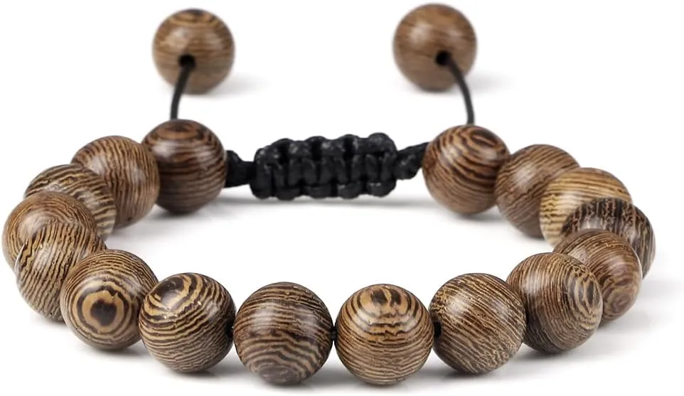 6 8 10 12mm wooden beads bracelets men elastic buddhist prayer bracelets & bangles handmade women yoga