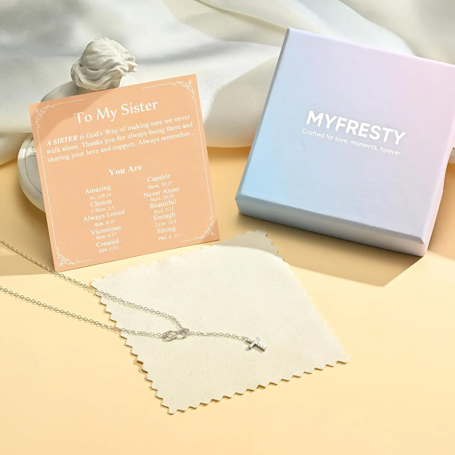 925 Sterling Silver Infinity Cross Necklace 18K White Gold Plated Small Danity Cross Necklace Confirmation Baptism Easter Religious Christian Gifts for Women Mom Sister Daughter Friend Niece