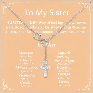 925 Sterling Silver Infinity Cross Necklace 18K White Gold Plated Small Danity Cross Necklace Confirmation Baptism Easter Religious Christian Gifts for Women Mom Sister Daughter Friend Niece