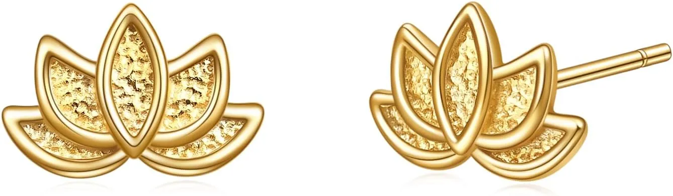 925 Sterling Silver Lotus Stud Earrings for Women | Hypoallergenic Minimalist Stud Earring