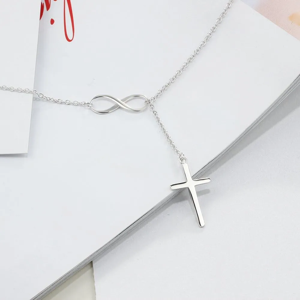 925 Sterling Silver Simple Cross Pendant Necklace for Women Christian Birthday Baptism Gift