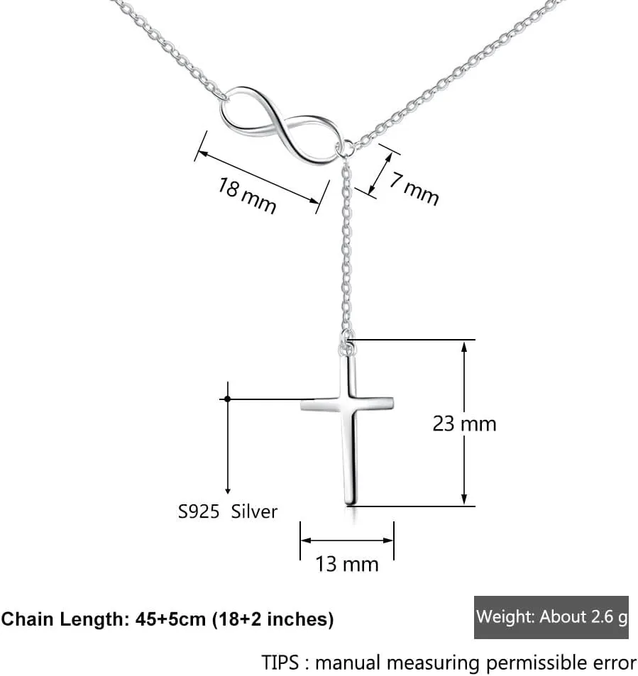 925 Sterling Silver Simple Cross Pendant Necklace for Women Christian Birthday Baptism Gift