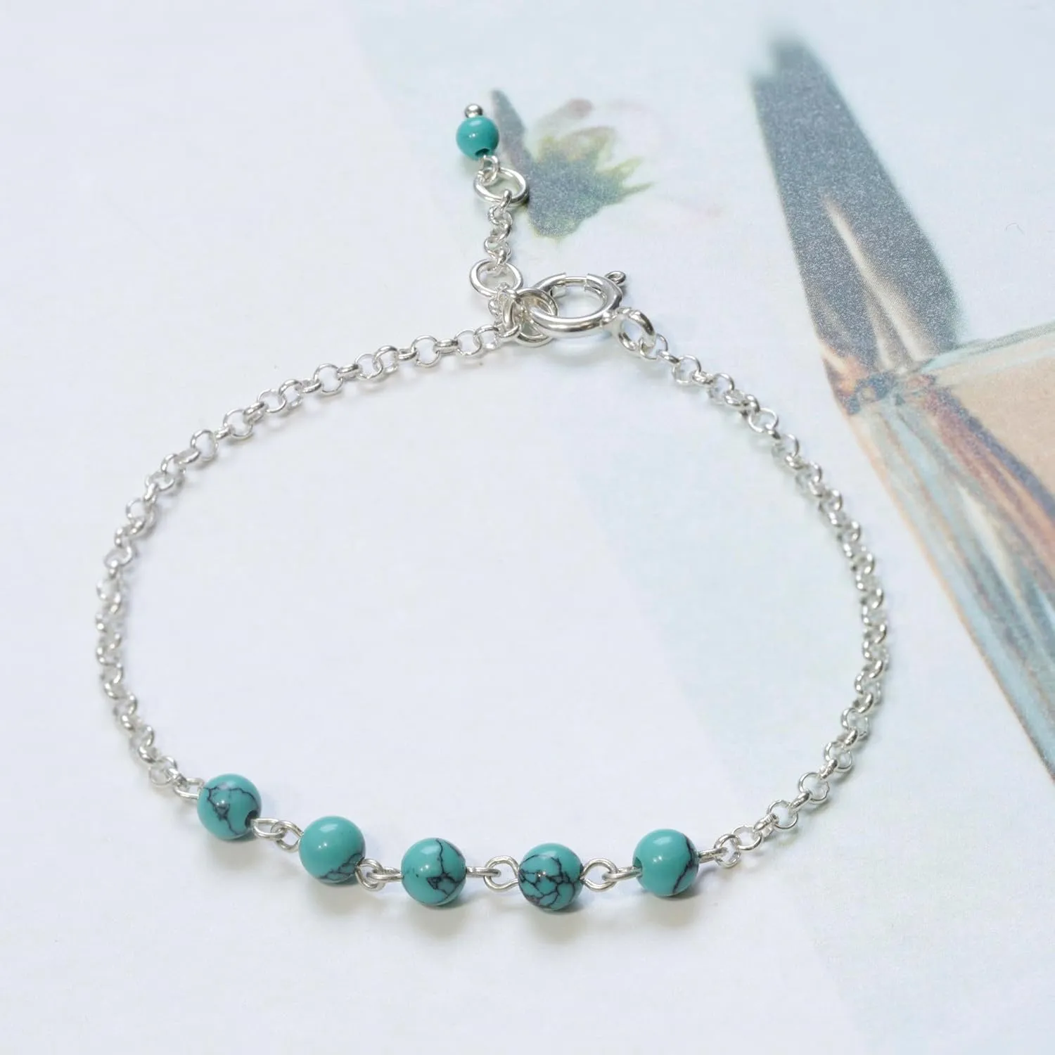 925 Sterling Silver Turquoise Bracelets for Women - December Birthstone Bracelets for Women - 925 Sterling Silver Bracelets for Women - Dainty Bracelets for Women - Turquoise Jewelry