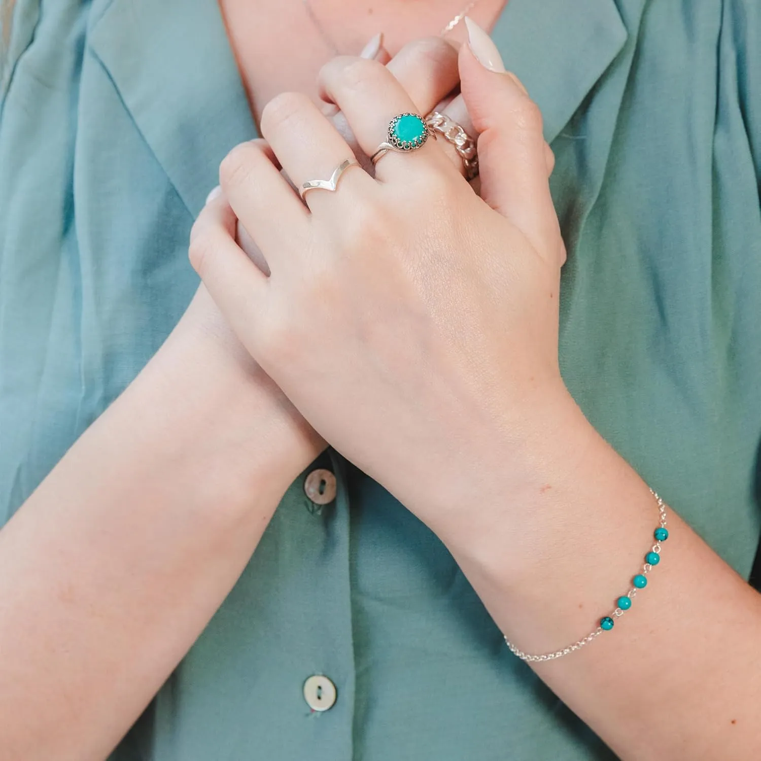 925 Sterling Silver Turquoise Bracelets for Women - December Birthstone Bracelets for Women - 925 Sterling Silver Bracelets for Women - Dainty Bracelets for Women - Turquoise Jewelry