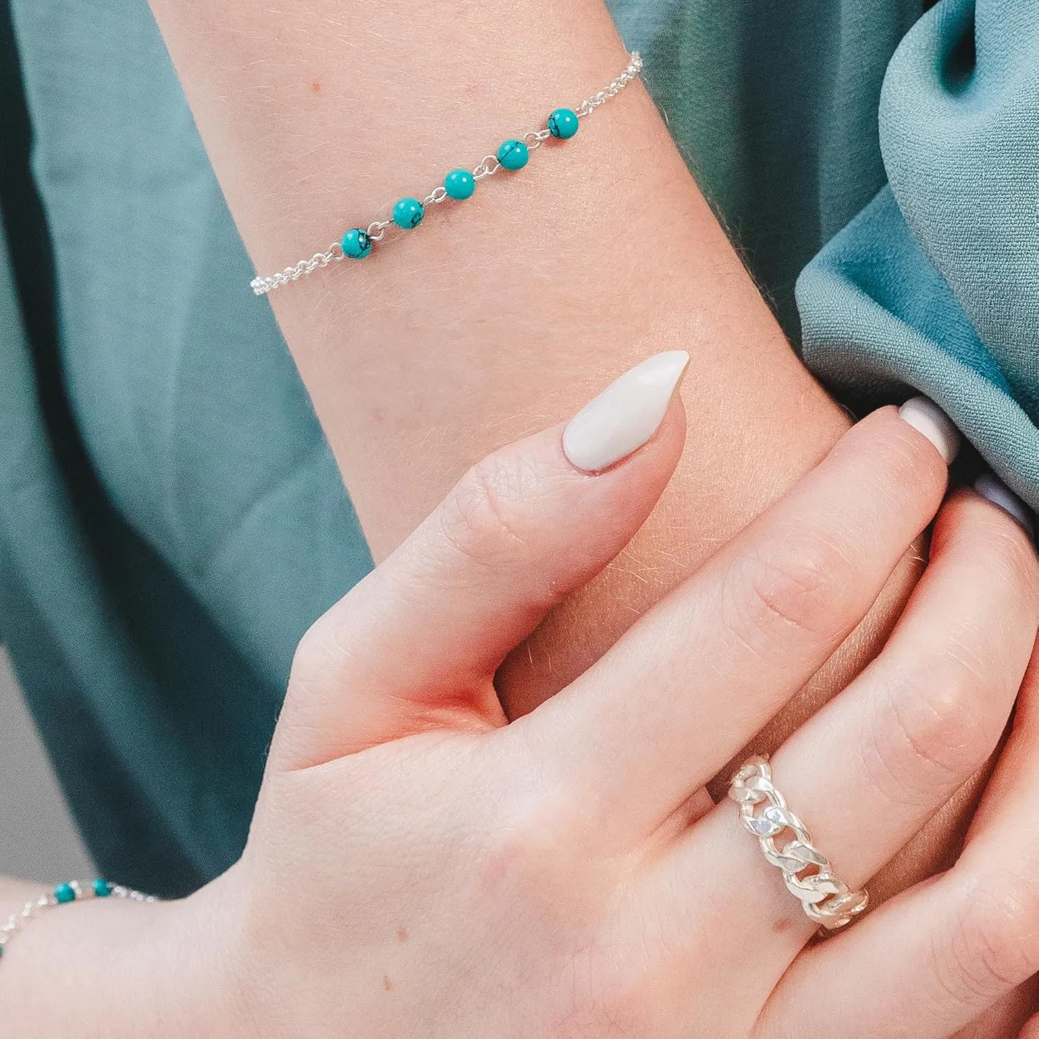 925 Sterling Silver Turquoise Bracelets for Women - December Birthstone Bracelets for Women - 925 Sterling Silver Bracelets for Women - Dainty Bracelets for Women - Turquoise Jewelry