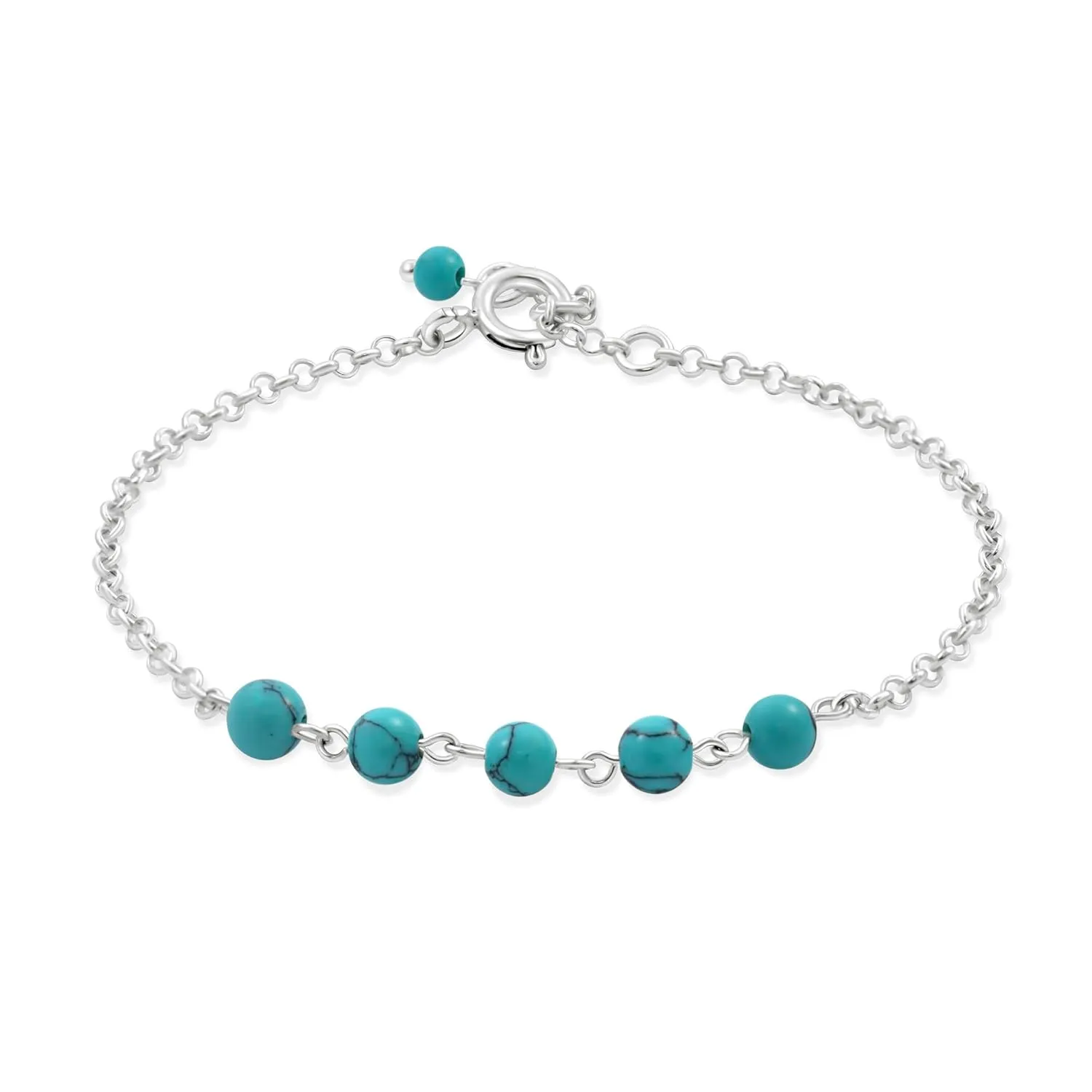 925 Sterling Silver Turquoise Bracelets for Women - December Birthstone Bracelets for Women - 925 Sterling Silver Bracelets for Women - Dainty Bracelets for Women - Turquoise Jewelry
