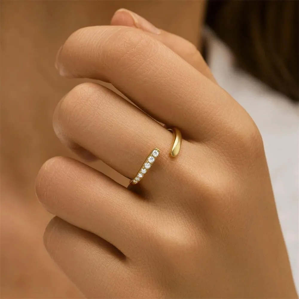925 Sterling Silver Women Cross Flower Open Rings Korean Zircon Adjustable Finger Rings Couple Rings For Jewelry SSS-0809-AI-4776