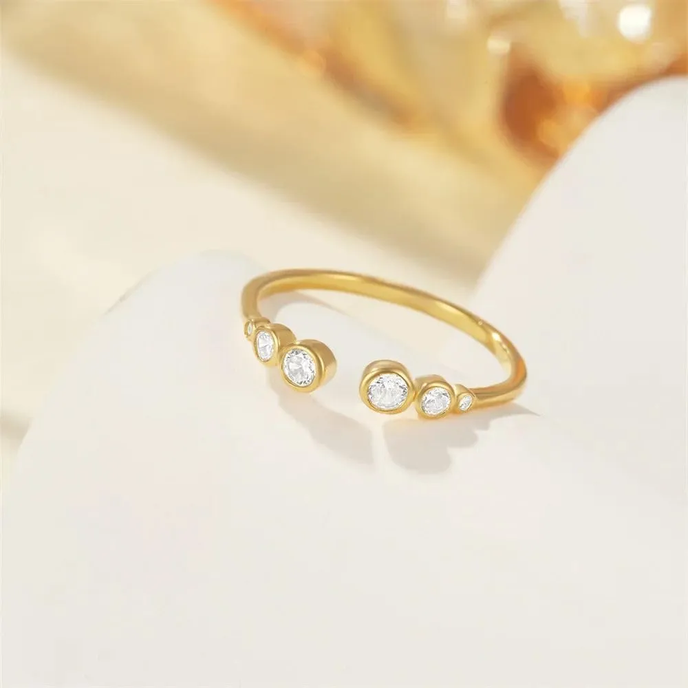 925 Sterling Silver Women Cross Flower Open Rings Korean Zircon Adjustable Finger Rings Couple Rings For Jewelry SSS-0809-AI-4776
