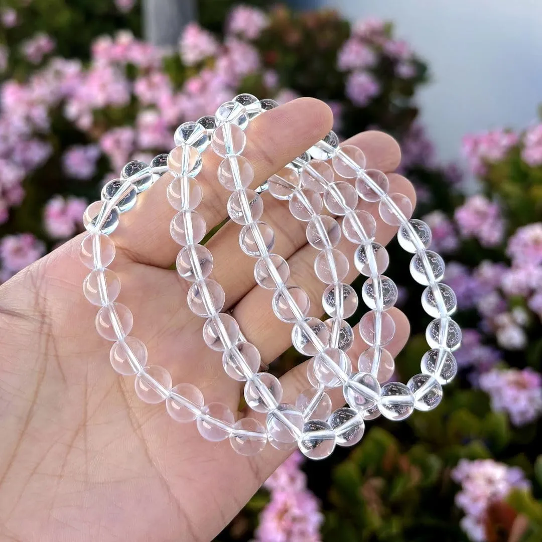 Adabele 1pc Natural Stretch Gemstone Bracelet 8mm (0.31") Bead 7" to 8.5 inch Healing Crystal Energy Quartz Chakra Jewelry Women Men Birthday Gift