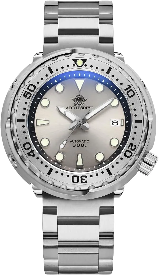 ADDIESDIVE Diver Watches for Men Large Automatic Wristwatch Nh35 Waterproof 300 M Luminescent Chromalight Big Dial My-H5
