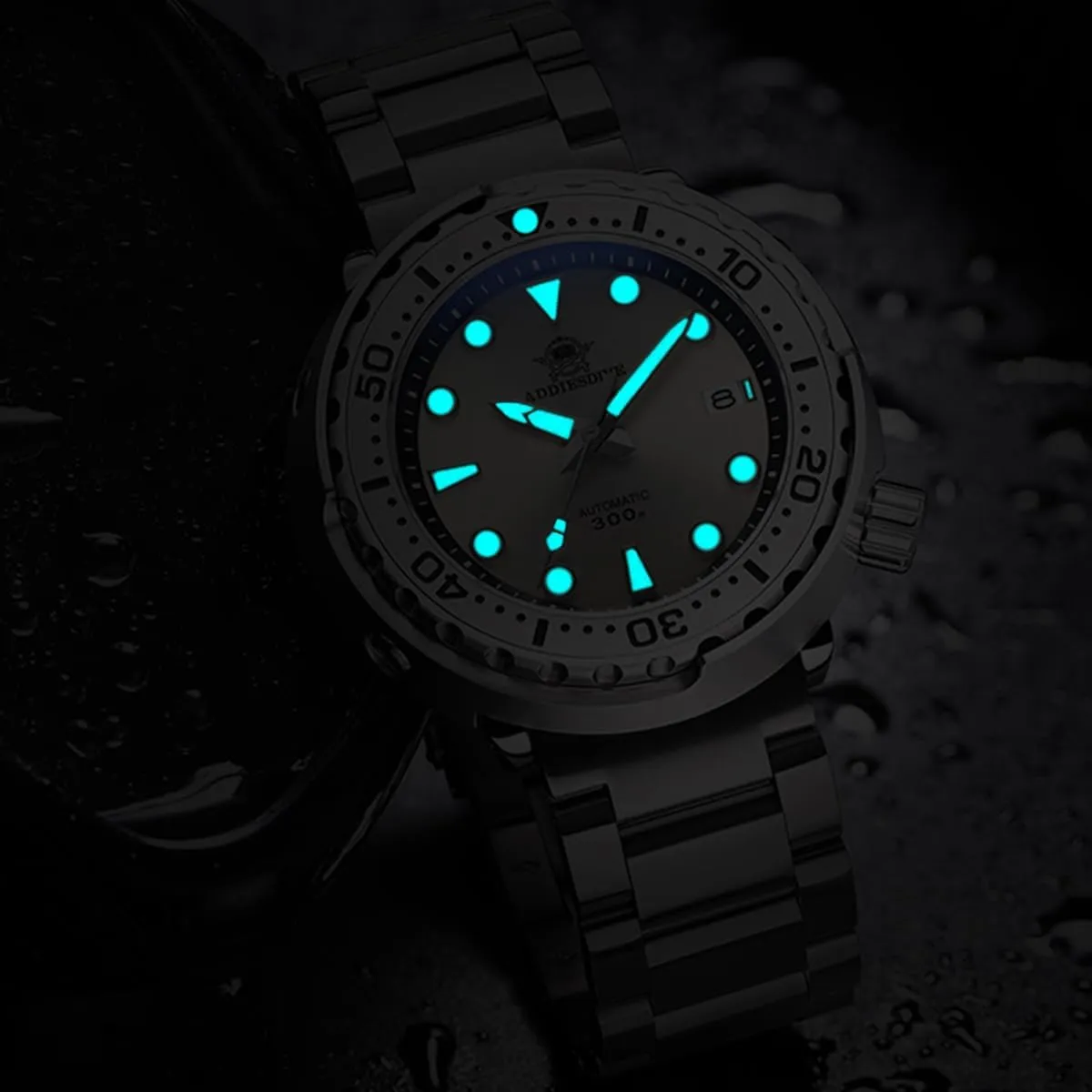 ADDIESDIVE Diver Watches for Men Large Automatic Wristwatch Nh35 Waterproof 300 M Luminescent Chromalight Big Dial My-H5