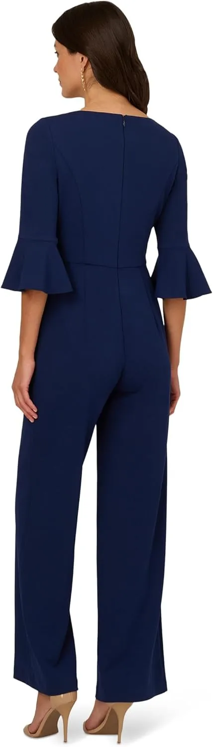 Adrianna Papell womens Knit Crepe Tie Front Jumpsuit
