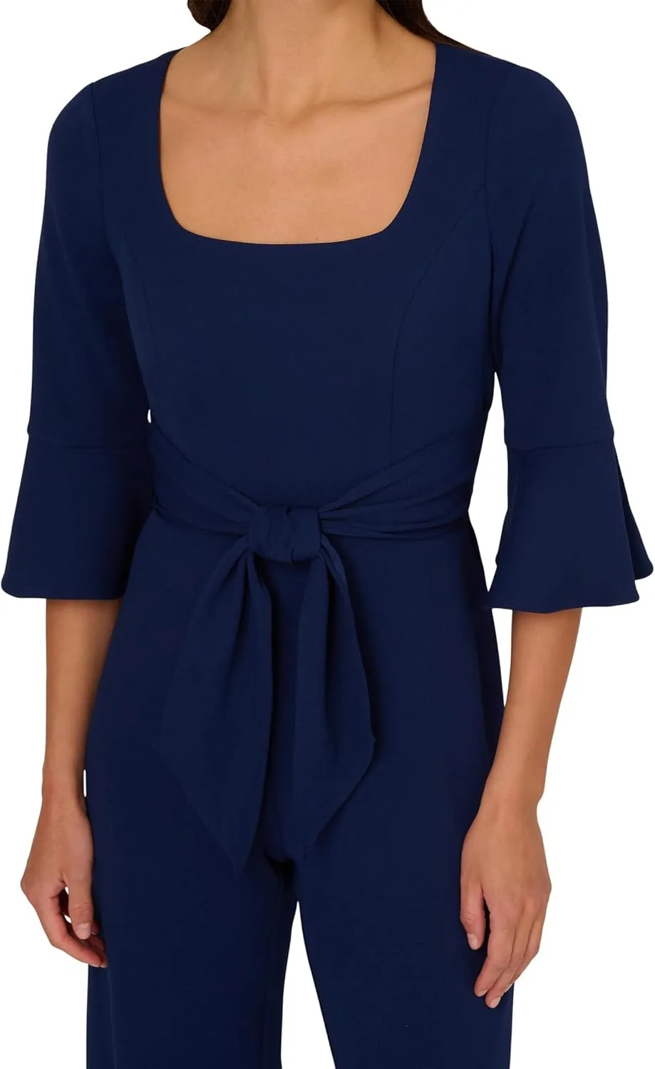 Adrianna Papell womens Knit Crepe Tie Front Jumpsuit