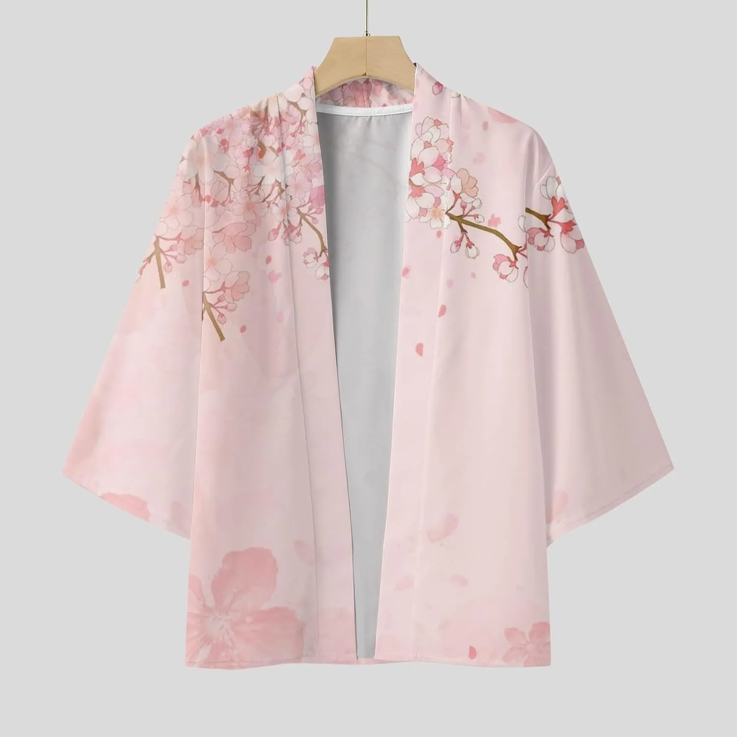 Alalaso Mens Kimono Cardigan Jacket 3/4 Sleeve Open Front Japanese Style Shirts Bathrobe Lightweight Coat Loose Robe