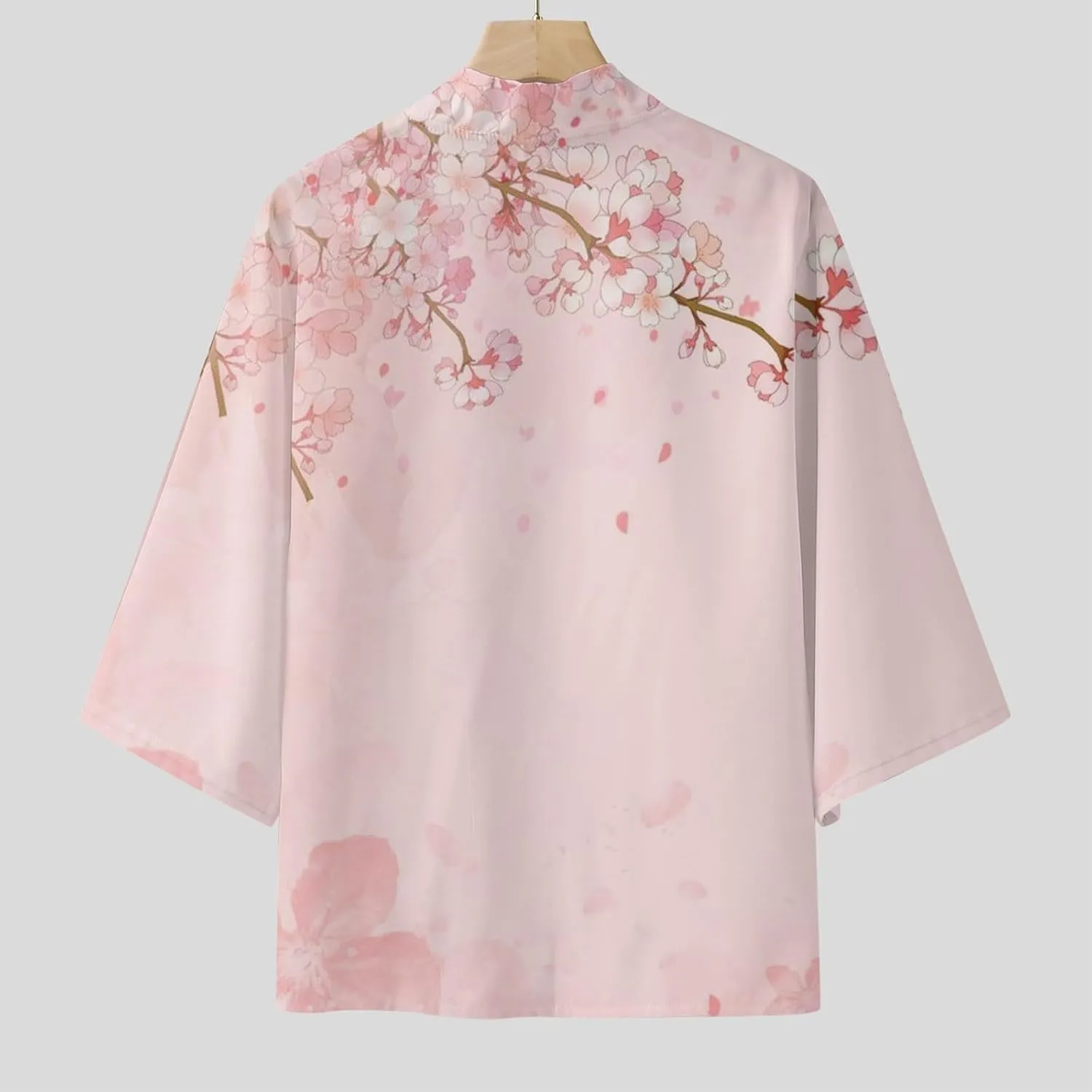 Alalaso Mens Kimono Cardigan Jacket 3/4 Sleeve Open Front Japanese Style Shirts Bathrobe Lightweight Coat Loose Robe