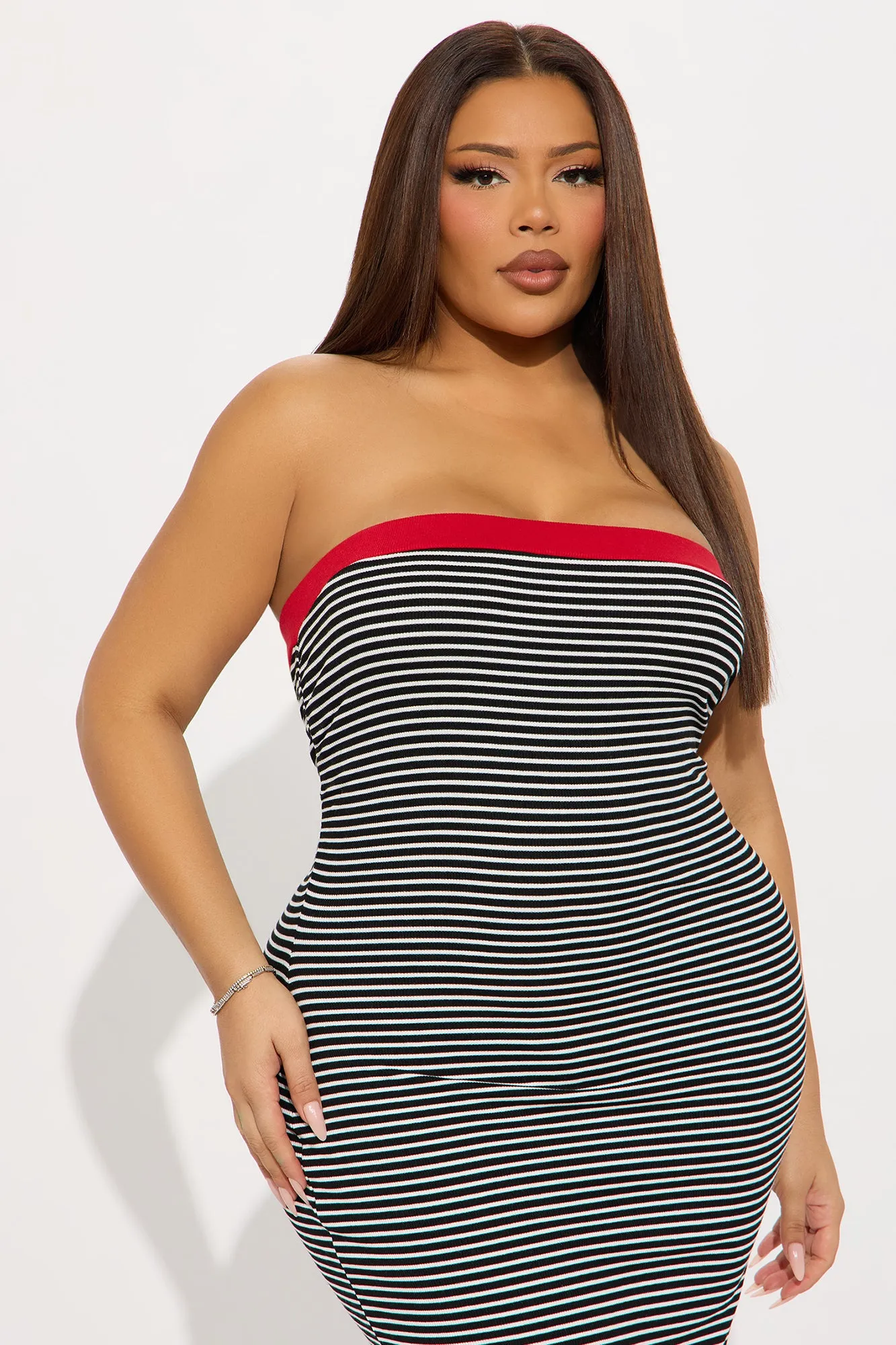 Alexa Striped Maxi Tube Dress - Black/White