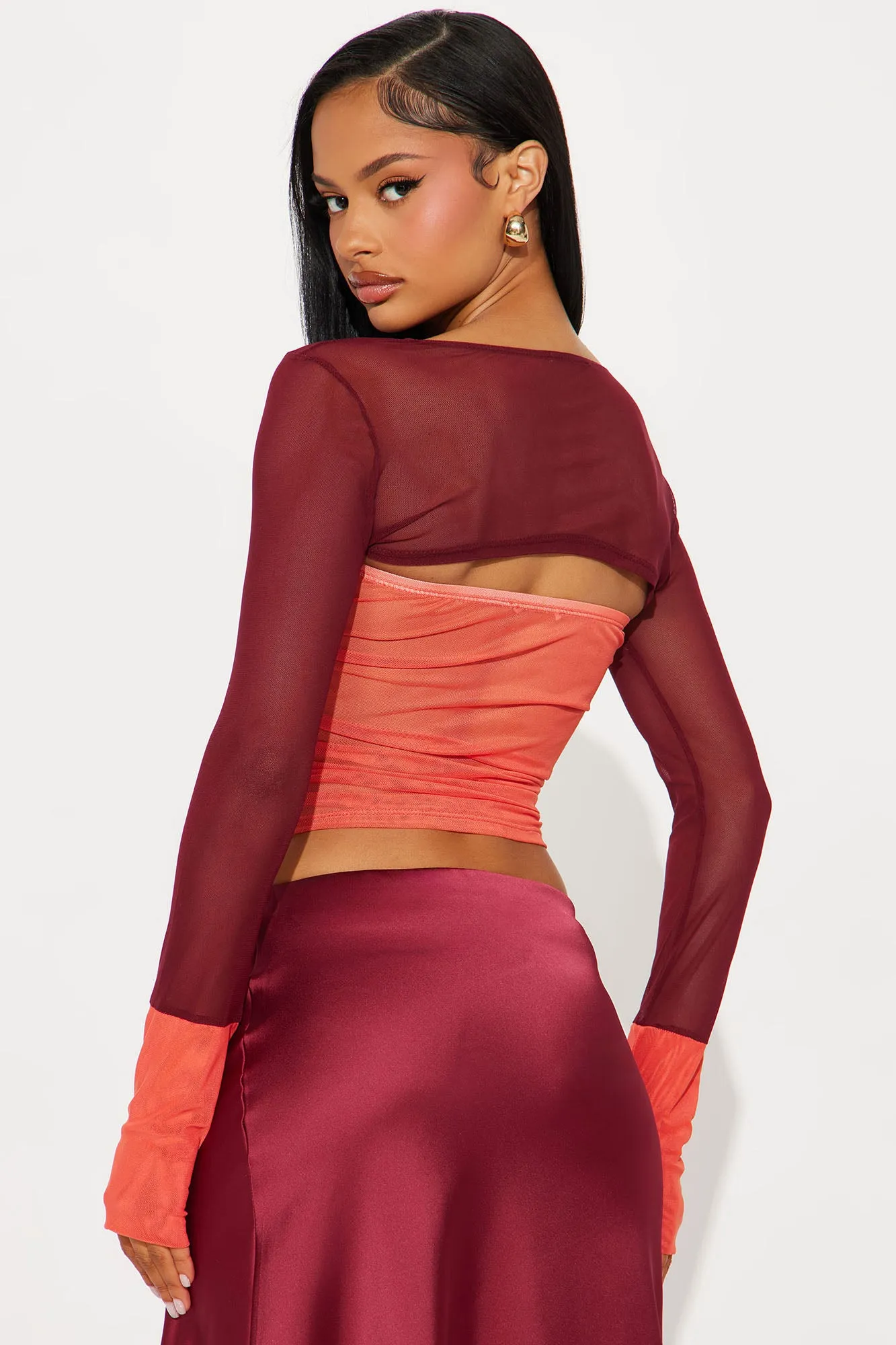 All For Fun Two Piece Top - Orange/combo