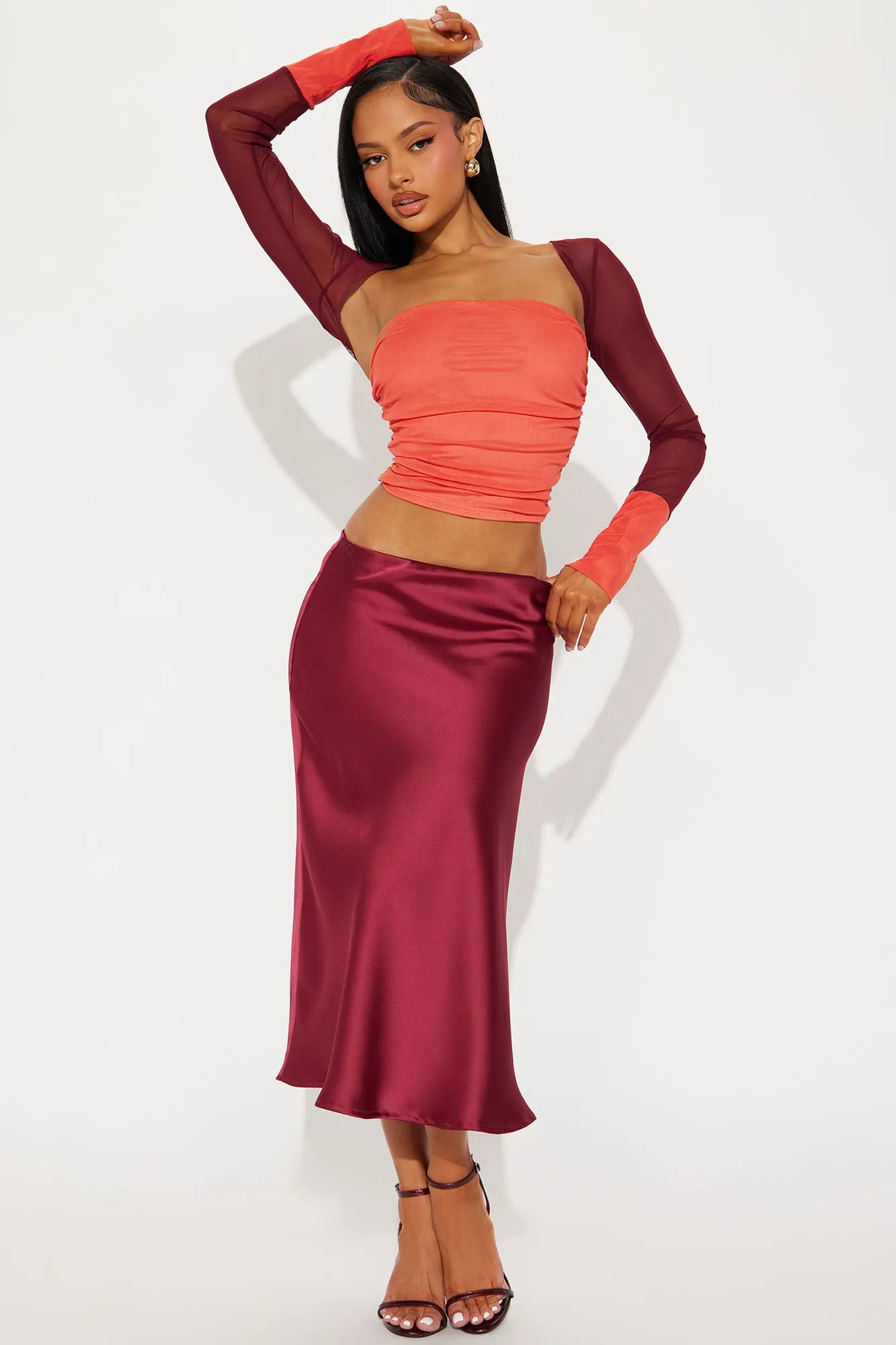 All For Fun Two Piece Top - Orange/combo